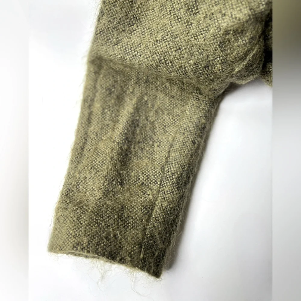Vintage 80s‎ Canadian Green Wool Mohair Artistic Bohemian Funky Appliqué Coat - Picture 9 of 12